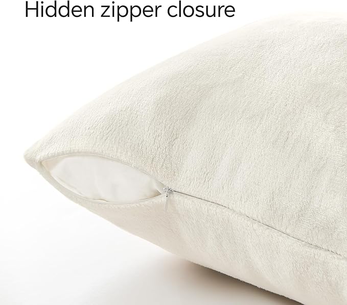 BEDELITE Velvet Pillow Covers 26x26 with Zipper, 2 Pack Super Soft Square Pillow Covers for Bedroom, Sofa, Couch,Luxury Cozy Fleece Pillowcases for All Seasons(26x26 Inches, Off White)