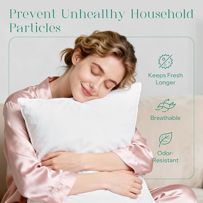 Phantoscope Hypoallergenic Throw Pillows Insert, 100% Virgin Fiber Throw Pillows - Indoor Pillow Inserts Decor Stuffer for Desk Sofa and Couch, Set of 4, 12 x 20