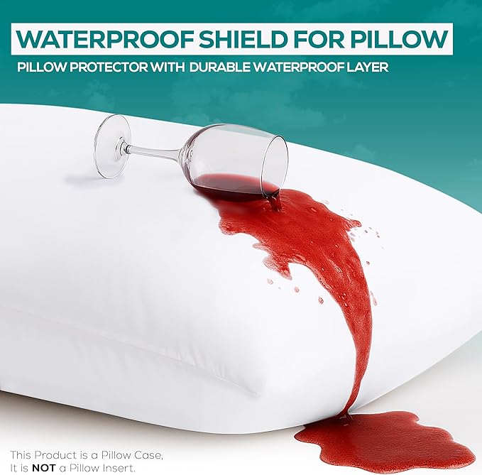 Set of 2 Pillow Protectors with Zipper Toddler Size, Bed Bug and Dust Mite Proof Pillow Covers, Ultra Soft Pillow Encasements, Moisture Wicking and Waterproof Pillow Cases by Utopia Bedding (White)