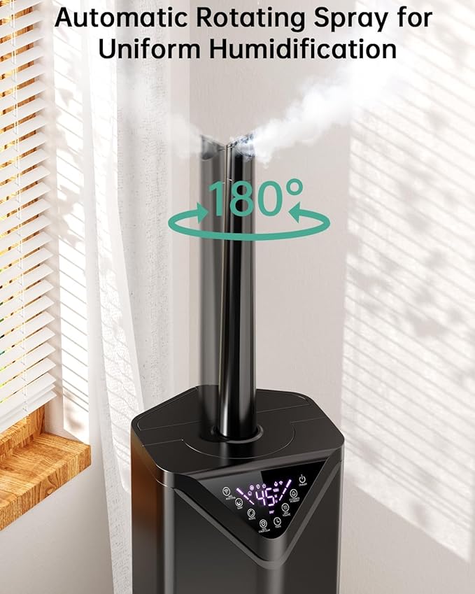 5Gal Humidifiers for Bedroom Large Room 2800ft², APP/Remote Control, 60H Quiet Supersized Cool Mist Humidifier with Auto 180°Mist Tube, 24H Timer, Top Fill, Humidifiers for Home Office Plants