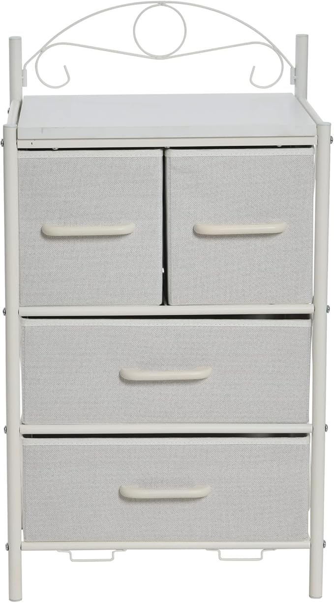 Household Essentials Scandinavian White Iron & Wood Four-Drawer Chest