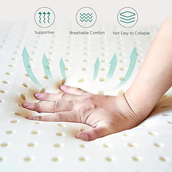 Latex Mattress 180×230cm(71×91inch), 100% Natural Latex Mattresses Sleeps Cool and Supportive, Twin Mattress, Natural Rubber Pure Mattress Thickened Home Bedroom Cushion,1in