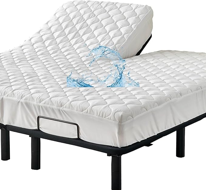 Quilted 28-30" Split Top California King Mattress Protector Pad for Adjustable Beds with Upper Flex Head Waterproof Padded Topper Noiseless Fitted Matress Cover