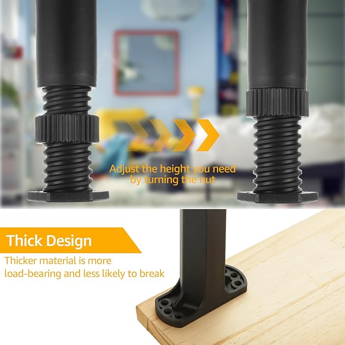 YAYODS 8 Pack Bed Support Legs 5.1-8.7 Inch Height Adjustable Bed Frame Support Legs, Heavy Duty Bed Frame Legs Replacement Center Support for King Queen Bed Slats