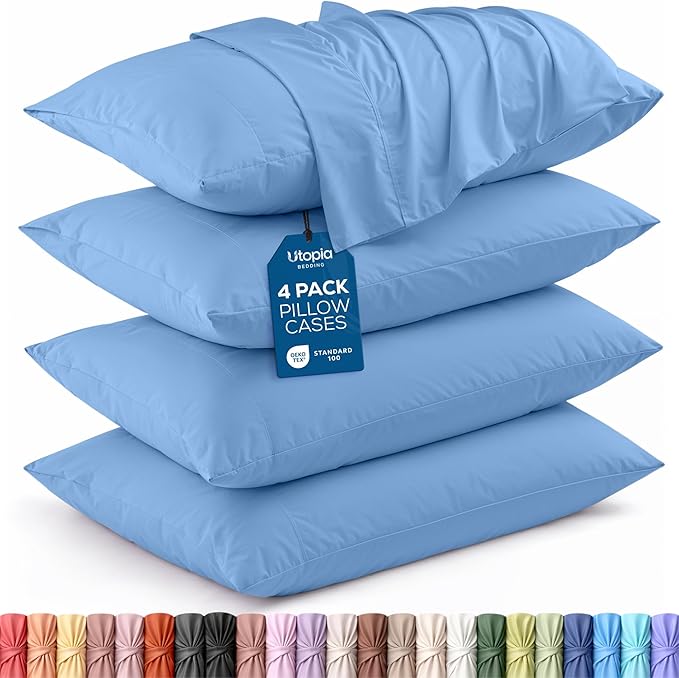 Utopia Bedding King Pillowcases - 4 Pack - Envelope Closure - Soft Brushed Microfiber Fabric - Shrinkage and Fade Resistant Pillow Covers King Size 20 X 40 Inches (King, Dutch Blue)