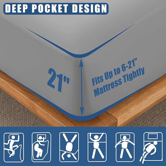 Waterproof Mattress Protector King Size, Breathable Mattress Cover, Fitted Deep Pocket Mattress Pad Cover Stretches up to 21 Inches, Soft Noiseless Bed Cover