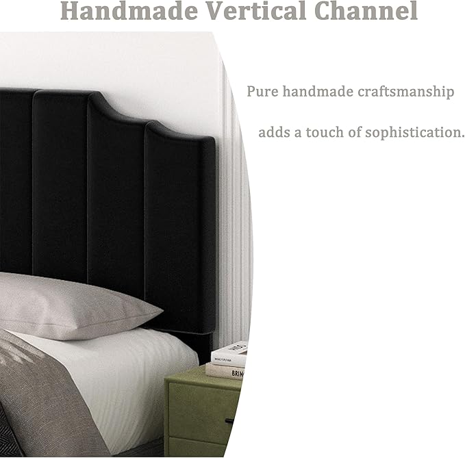 Befurtori King Size Headboard Only, Velvet Wall Mounted Headboard King for Adjustable Bed Modern Upholstered Head Board Easy Assembly, Black