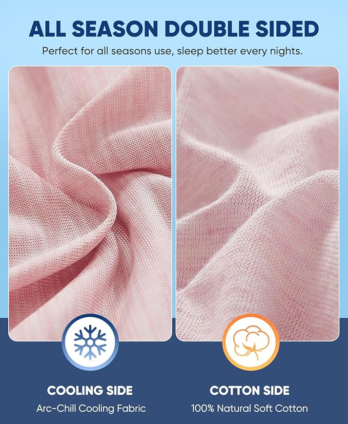 LUXEAR 2 Pack Cooling Pillow Cases for Hot Sleepers Queen Size, Arc-Chill Q-Max > 0.5, Hair & Skin Friendly, Double-Sided, Machine Washable, Hidden Zipper, Gift for Women & Men,Pink