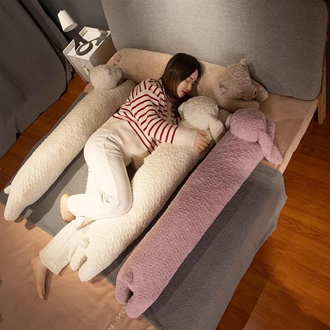 Rabbit Plush Pillow, Rabbit Stuffed Animal, Rabbit Plush Long Body Pillow for Kids Adults (White,35 inch)