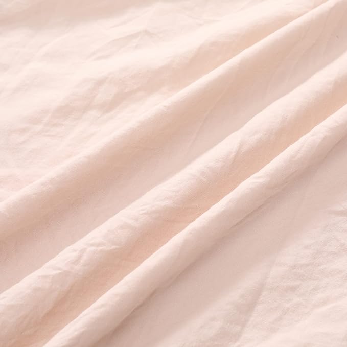 CAROMIO Ruffle Duvet Cover King Size, 3PCS Soft Washed Microfiber Vintage French Country Duvet Cover Set with Button Closure, Pink, 104x90 in