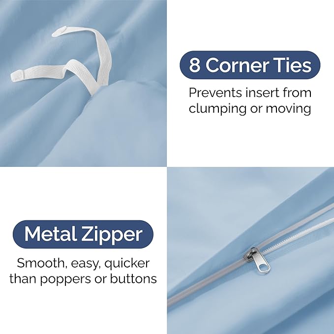 Duvet Cover King Size Set - Extra Soft King Duvet Cover 104" x 90" with 2 Pillow Shams - Hotel Luxury, Easy Care & Fade Free w/ Zipper Closures & Ties - All Season, Comfy, Cozy & Breathable (Sky Blue)