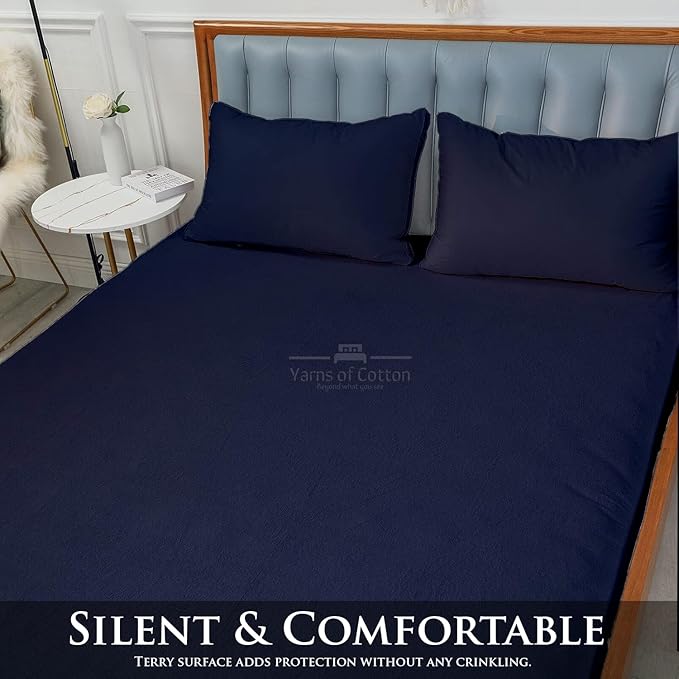 Cot Mattress Protector 30"x75" Waterproof, Terry Soft and Noiseless Mattress Protector Perfect for Daybed 30" X 75" Mattress/Narrow Twin/Cot Size/Rv Bunk/Camping Cot (Navy)