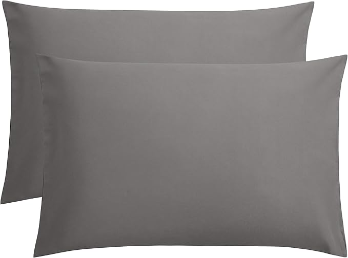FLXXIE Pillow Cases Queen, Soft Microfiber Pillow Covers with Envelope Closure, Wrinkle Resistant Pillowcases, 2 Piece Set, 20x30, Dark Grey