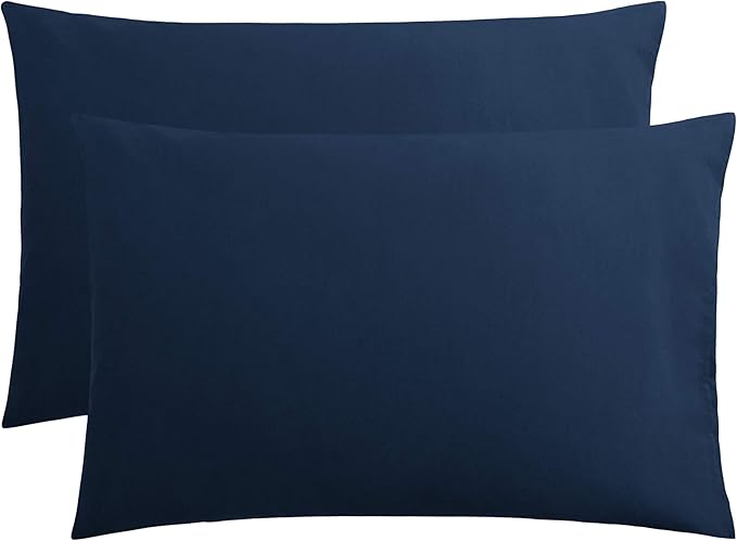 FLXXIE Pillow Cases Queen, Soft Microfiber Pillow Covers with Envelope Closure, Wrinkle Resistant Pillowcases, 2 Piece Set, 20x30, Navy