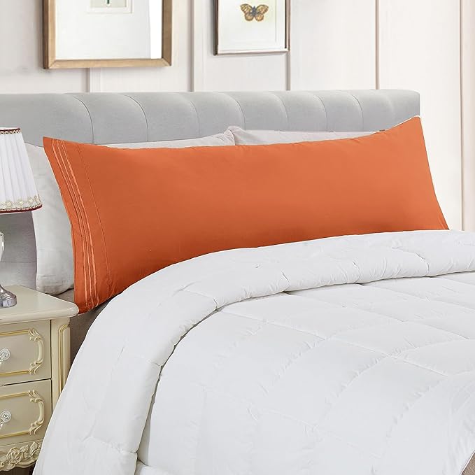 Elegant Comfort Luxury Ultra-Soft 1-Piece Pillowcase Set - 1500 Premium Hotel Quality Microfiber Double Brushed - Wrinkle Resistant, Body Pillowcase Size, Coral