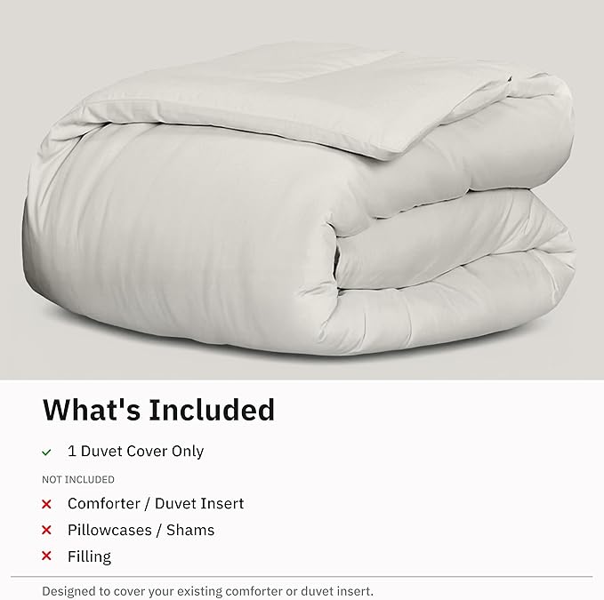 California Design Den King Size Duvet Cover Only - Winner Good Housekeeping Best Bedding Awards 2025, 400 Thread Count Sateen 100% Cotton Duvet Covers King - Ivory (Pale Tone)