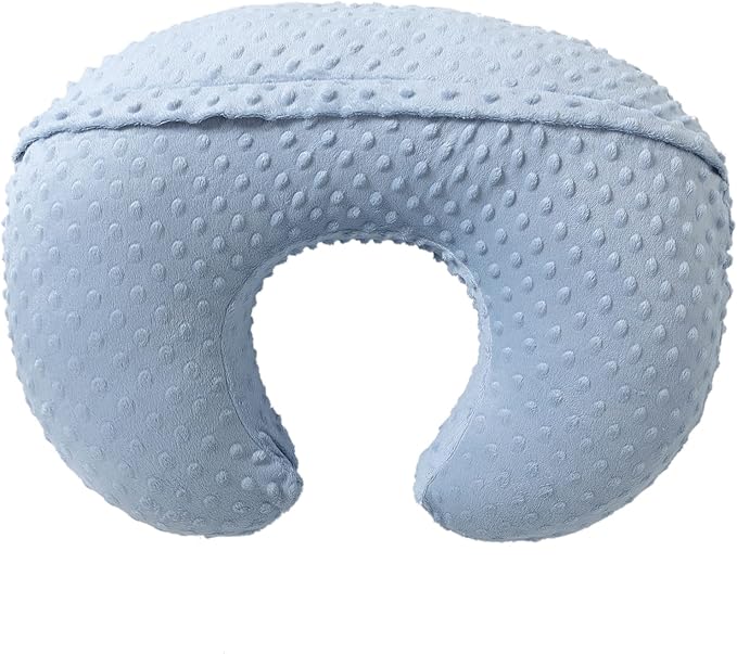 Baby Nursing Pillow and Body Positioner with Premium Slipcover for Breastfeeding for Baby Boys and Girls, Feeding Pillow with Breathable Comfortable Pillowcase (Blue)