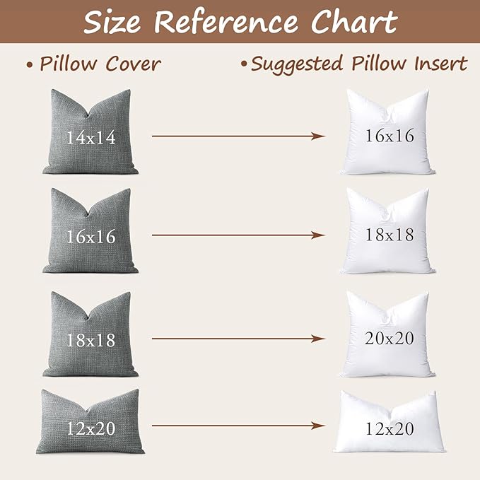 Artscope Synthetic Down Pillow Insert, 18x18 Down Alternative Throw Pillow Insert. Ultra Soft Fluffy Sleeping Pillow with 100% Cotton Cover, Decorative Pillows-White.