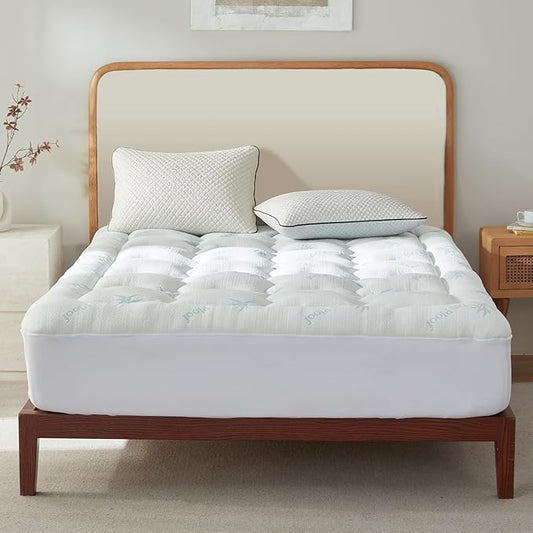 Surefit Ultra Soft Waterproof Mattress Topper, Derived Pillow Top Mattress Pad, Back Pressure Relief, Viscose Derived from Bamboo, Naturally Cooling for Hot Sleepers, Full 54x75