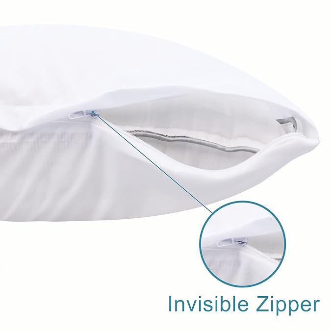 NTBAY 4 Pack Zippered Waterproof Toddler Pillow Protectors, Super Soft Quiet Zip Baby Pillow Protectors, 13x18 Inches Jersey Pure White Waterproof Pillow Cases Covers