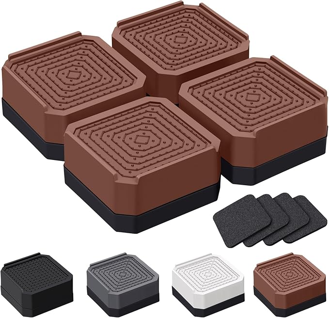 ANNKUT Bed Risers and Furniture Risers, Heavy Duty Adjustable Lifting Blocks for Couches, Desks, and Chairs, Elevates 1.5 Inches, Holds up to 4000 lbs (Brown)