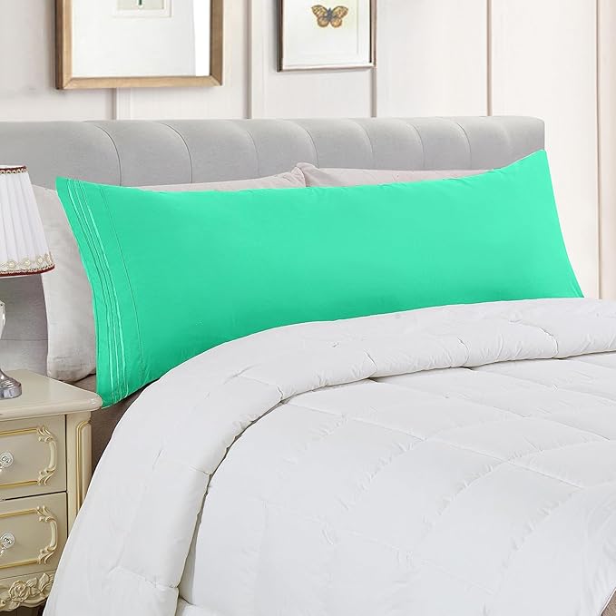 Elegant Comfort Luxury Ultra-Soft 1-Piece Pillowcase Set - 1500 Premium Hotel Quality Microfiber Double Brushed - Wrinkle Resistant, Body Pillowcase Size, Paradise Teal