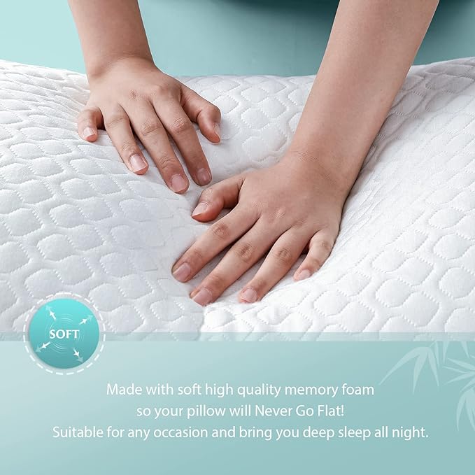 Rainmr Extra Thick Body Pillow Memory Foam – Long Pillow for Adults – Thicker Inner Case – Soft & Cooling Double Pillowcases, 20 x 54 inchesThicker Inner Body Pillow