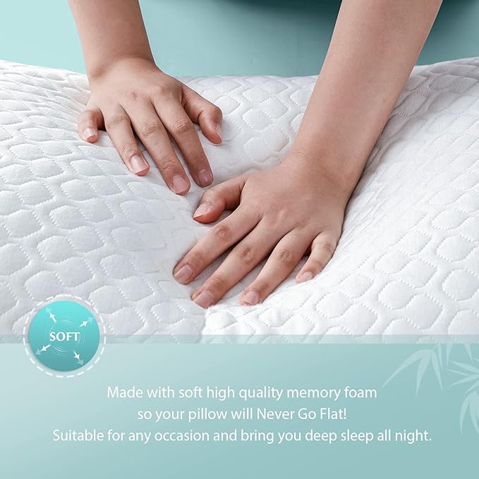 Rainmr Extra Firm Body Pillow 1.5cm Cubies Memory Foam – Pain Relief & Sleeping & Supportive – with Cooling Cover Hug Pillows 20 x 54 inches