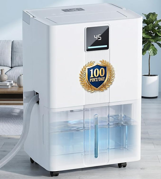 Landeagle 6000 Sq. Ft Dehumidifier for Home, Basement,Max 100 Pint/Day Dehumidifiers with Drain Hose, Large Compressor Dehumidifier with Humidity Control, 24H Timer & Child Lock, for Bedroom, Bathroom