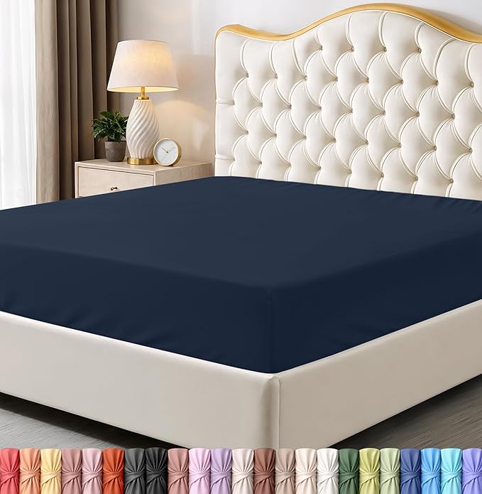 Utopia Bedding Twin Fitted Sheet - Bottom Sheet - Deep Pocket - Soft Microfiber - Shrinkage and Fade Resistant - Easy Care - 1 Fitted Sheet Only (Navy)