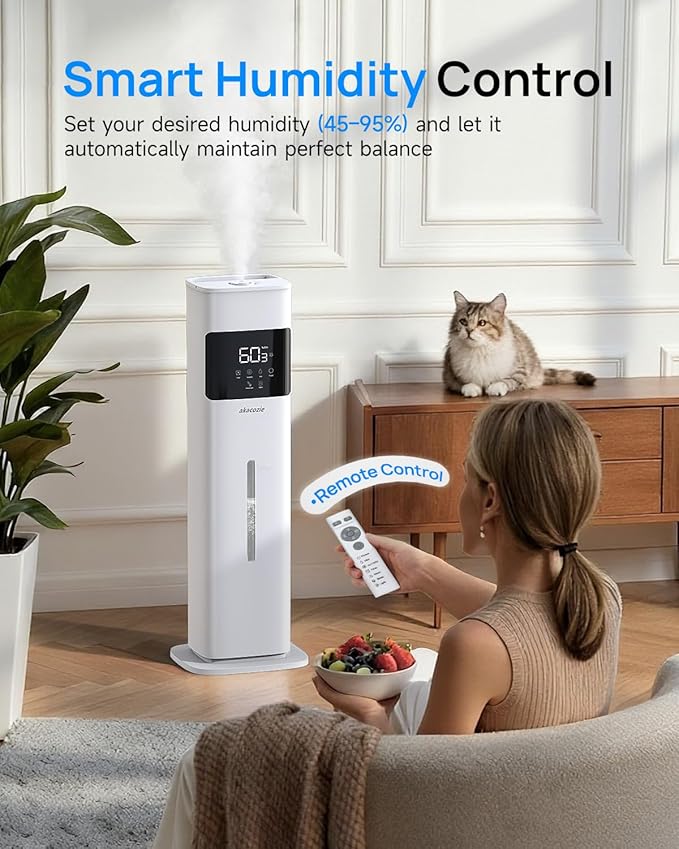 Warm & Cool Mist Humidifiers for Bedroom, Top-Fill Humidifier Large Room with Essential Oil Diffuser, Large Room Humidifiers for Home Baby Nursery Office Plants, White