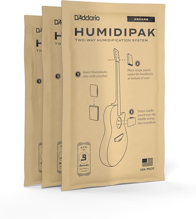D'Addario Guitar Dehumidifier Packets - For Humidipak - Two-Way Absorb Replacement Packets - 3-Pack
