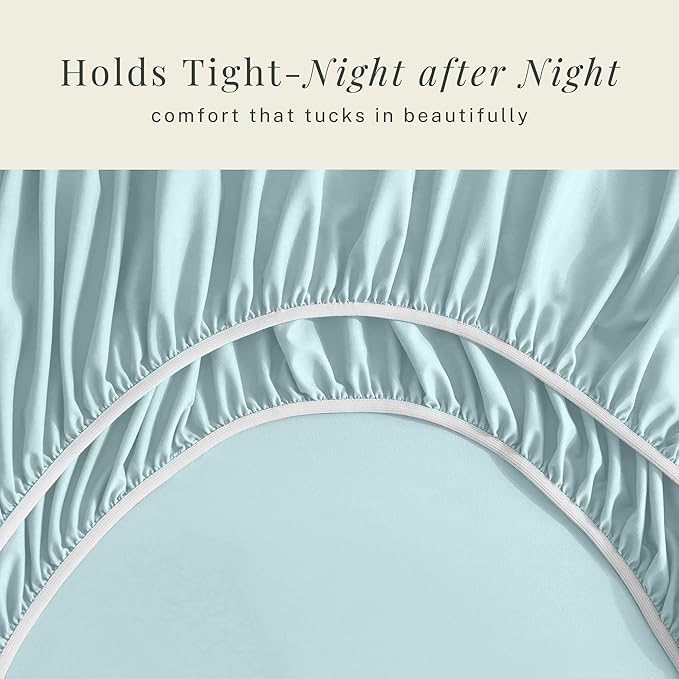 Hearth & Harbor Extra Deep Pocket Sheets - Fits Mattress 18-24 Inches Deep - Extra Deep Pocket Twin Sheets Sets - 4 Piece Twin Size - Aqua Blue