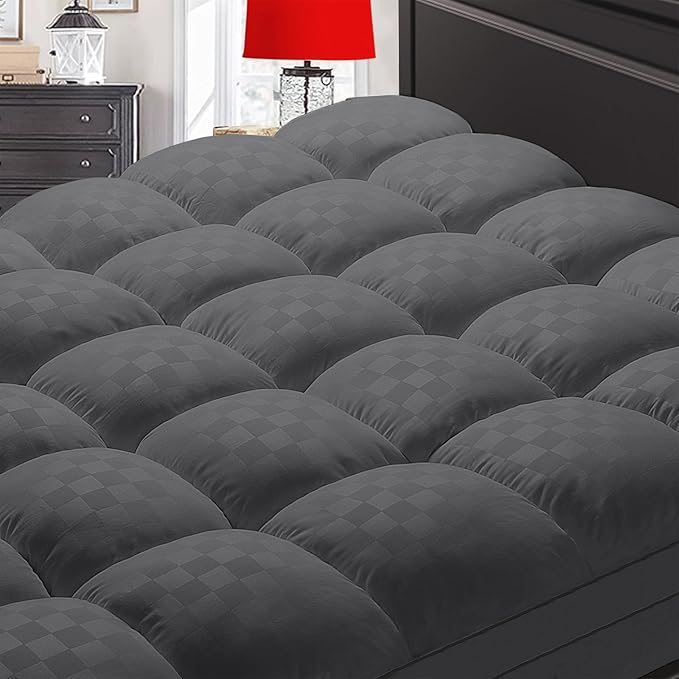 SameBed Mattress Topper Twin,Extra Thick Mattress Pad Cover for Back Pain,Cooling Mattress Protector with 8-21 Inch Deep Pocket,Overfilled Down Alternative Filling,Grey