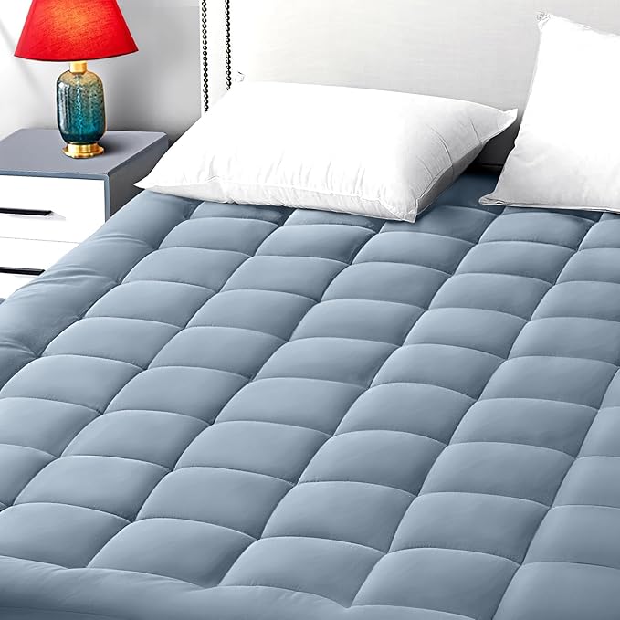 EASELAND Full Size Mattress Pad Pillow Top Mattress Cover Quilted Fitted Mattress Protector 8-21" Deep Pocket Cooling Mattress Topper (54x75 Inches, Dusty Blue)