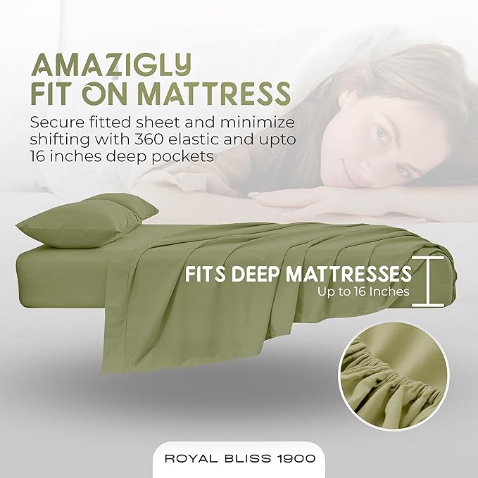 Split California King Sheets Sets - 5 Pcs Set - California King Split Sheets Sets Cal King Split Sheets for Adjustable Bed (Sage Green)
