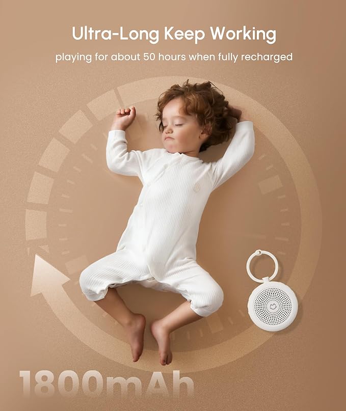 Portable White Noise Machine for Sleeping, 29 Soothing Non-looping Sounds for Adults & Kids, 50h Babies Sleeping Sounds Machine, Timer, Memory Function, Traveling, for Relax-2026 Updated Version