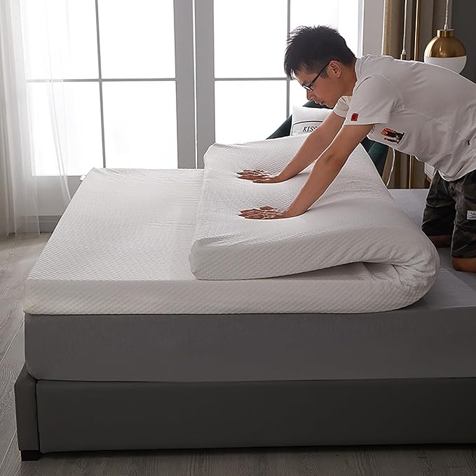 Latex Mattress Topper with Organic Cotton Cover, Medium Firm 1/2/3/4 Inch Thick, Latex Bed Mat, Maintain Deep Sleep,Full,54x75x4in