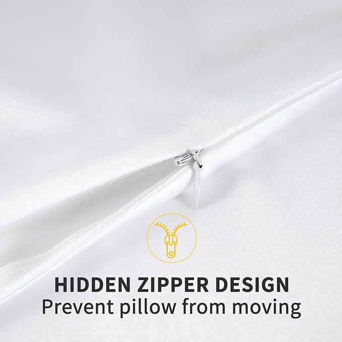 ZIMASILK 100% Pure Mulberry Silk Pillowcase for Hair and Skin,with Hidden Zipper,Both Side 19 Momme Silk, 1pc (Body 20"x54", White)