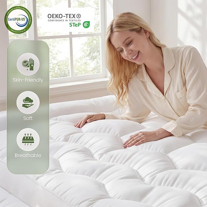 Mattress Topper, 3 Inch Hybrid Filling for Balanced Sleep, Extra Thick Twin XL Size Mattress Topper with Breathable Cover, Universal Fit for Bedrooms, Guest Rooms & RVs