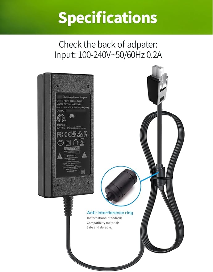 Adjustable Bed Base Power Supply for Sealy Ease, Serta New Generation, Ergo and Extend, Electric Bed Power Supply Replacement Power Cord Kit, Switching Power Supply Transformer