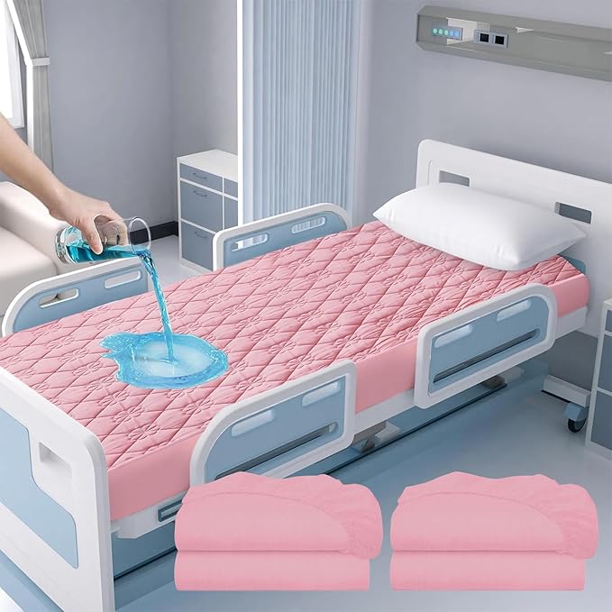 Waterproof Hospital Mattress Cover Protector Bed Sheet 36" x 80" x 9" Hospital Grade Incontinence Protection, Breathable Fabric for Elderly, Adults Machine Washable