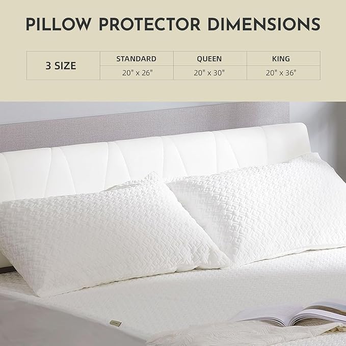 CoolShields Pillow Protector (2 Pack) Queen – Waterproof Zippered Pillow Covers, Hypoallergenic, Premium Pillowcase Encasement for Better Sleep