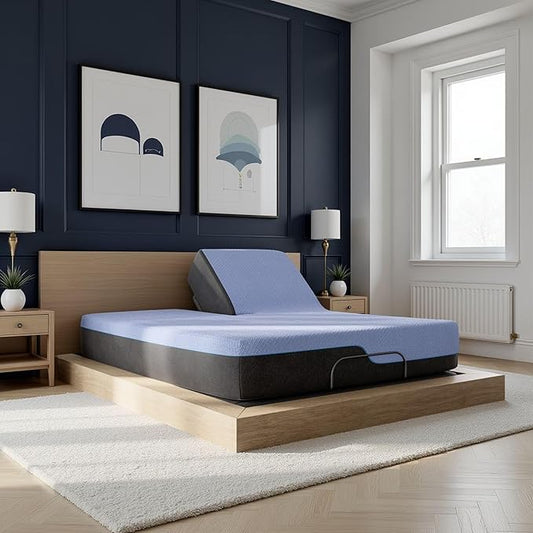 Bridgevine Home Split Flex 6-Layer Hybrid Latex Foam and Coil Adult Mattress, 12 Inches, Mattress-in-a-Box, Split Top Queen Size, Blue Ice Cover