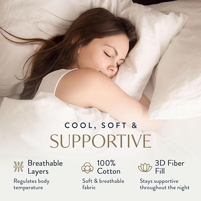 Digital Decor 100% Cotton Luxury Hotel Pillows King Size Set of 2, Cooling Hypoallergenic Down Alternative Bed Pillows for Sleeping, Medium Support for Side & Back Sleepers, Made in USA, 36" x 20"