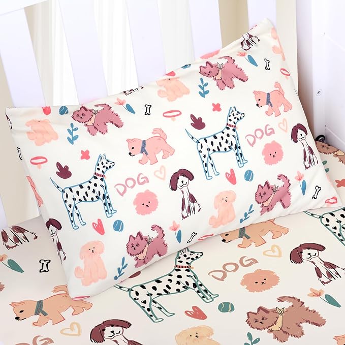 Cloele Kids Toddler Pillowcase Envelope Travel Pillowcase Baby Pillow Cover Fits Pillows Sized 12x16 or 13x18-1 Pack Soft Children’s Bedding Pillowslip Case for Boys and Girls -Cute Dogs
