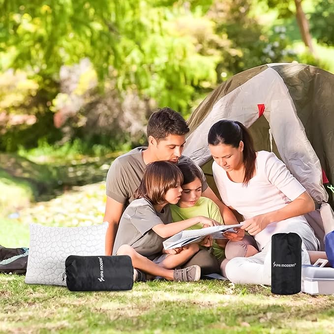 Cooling Pillow Camping Size 1 Pack, Adjustable Bed Pillows for Sleeping, Small Shredded Memory Foam Pillow for Backpacking Hiking, Airplane, Medium Firm Camping Travel Pillow with Washable Cover