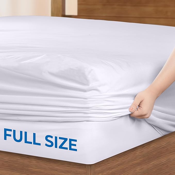 Utopia Bedding Waterproof 5-Sided Mattress Protector Full Size, Premium Breathable Mattress Cover, Fitted Style with Stretchable Pockets (White - Pack of 2)