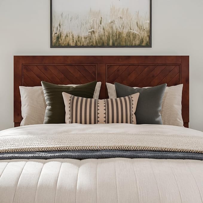 AFI, Canyon Queen Solid Wood Rustic Farmhouse Headboard, Walnut