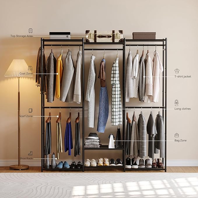 Wardrobe Closet, Clothes Racks for Hanging Clothes, Free Standing Closet Organizers and Storage, Portable Closets for Small Space, Tall Size